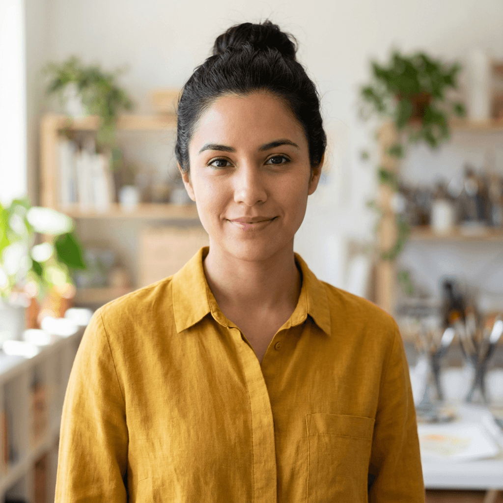 Maria Alvarez in a bright office setting