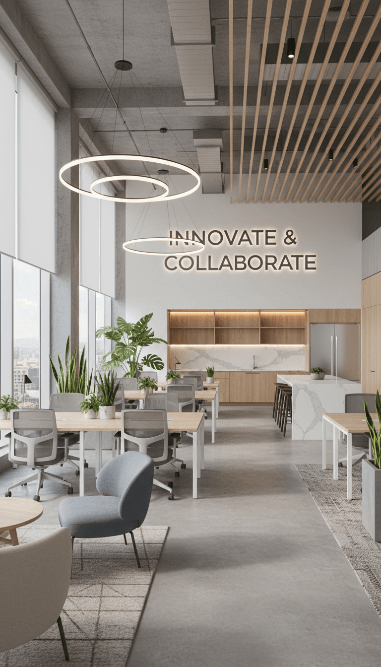 Furnished commercial office with desks and chairs in Salt Lake City