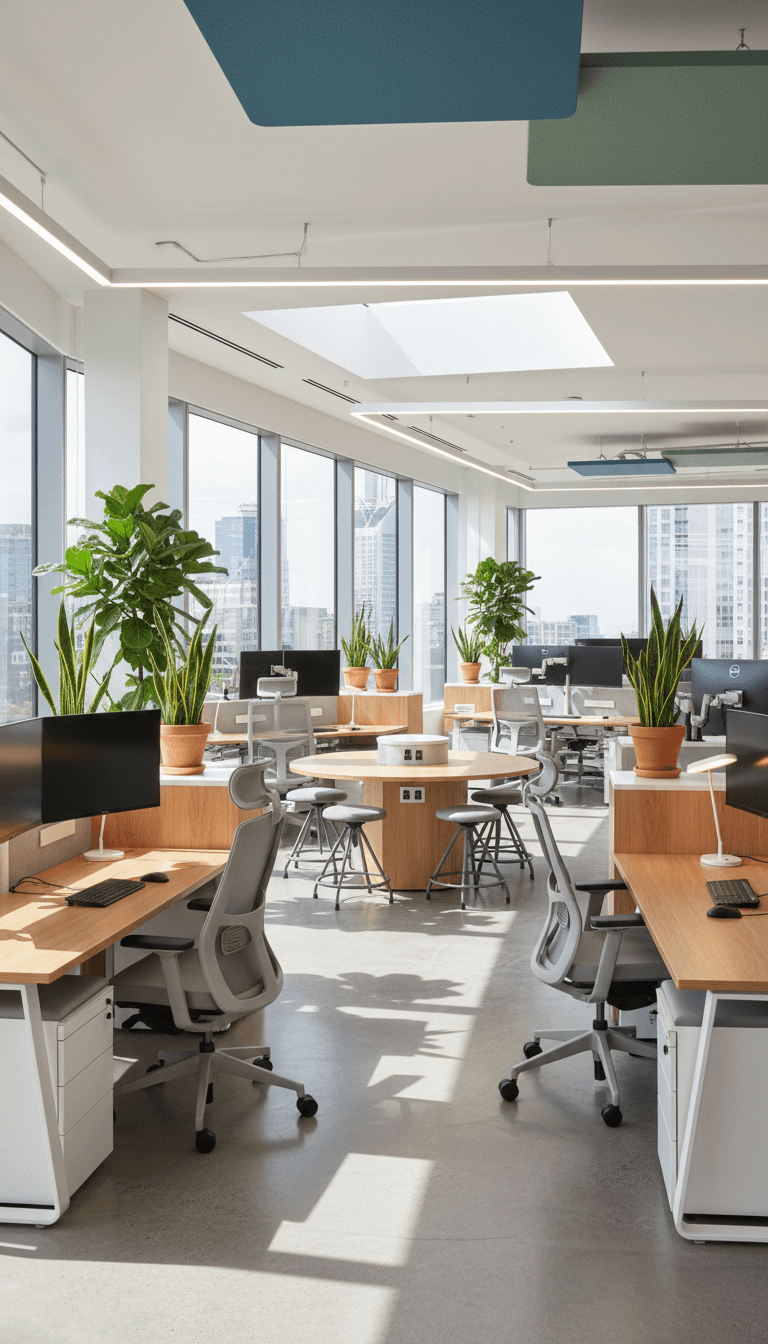 Modern commercial office with ergonomic furniture