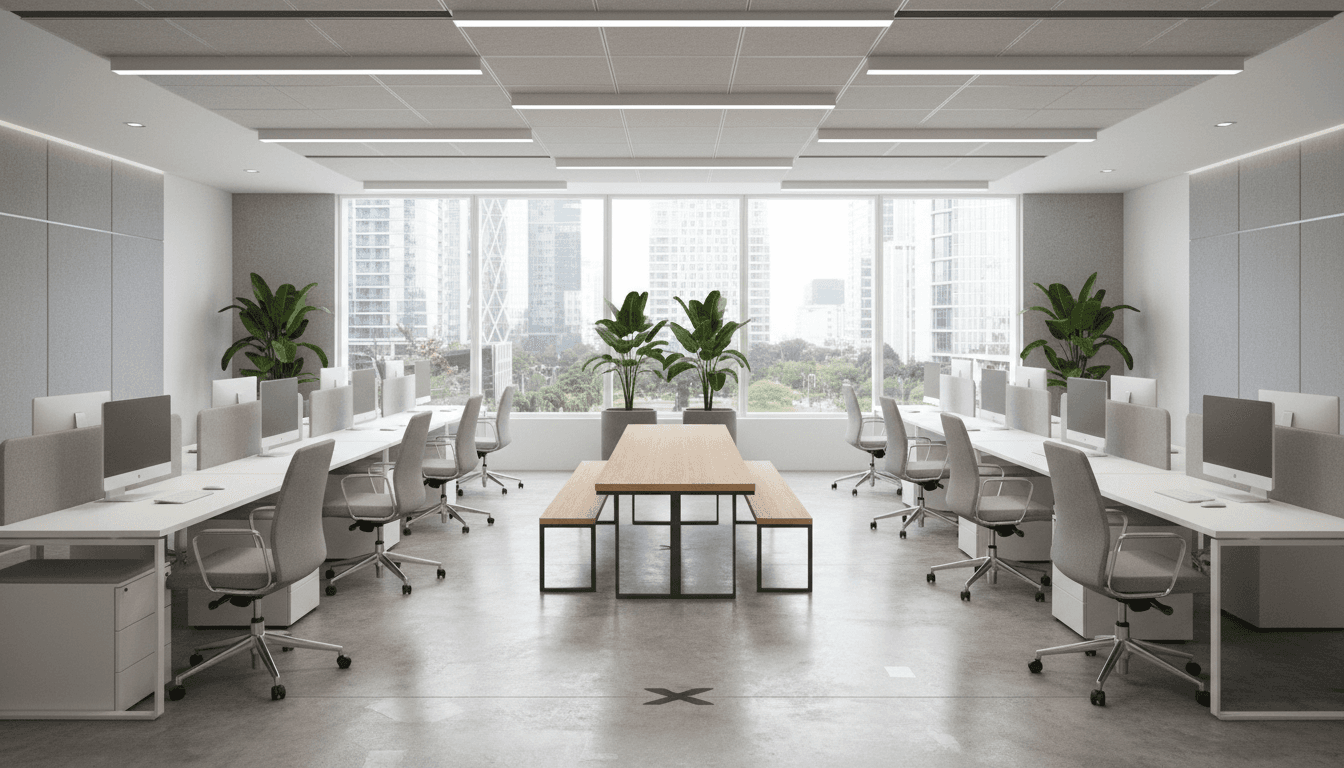 Modern office furniture in a bright Utah workspace