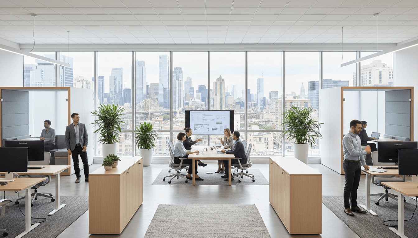Open plan office with new workstations in Salt Lake City