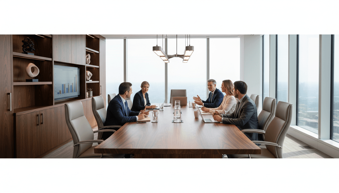Private office interior with executive furniture