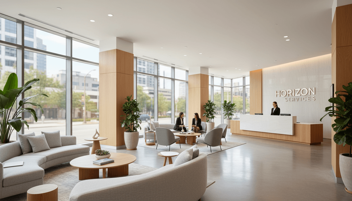 Corporate lobby furnished by Indoff Commercial Interiors